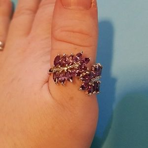 Amethyst and silver vine ring size 9